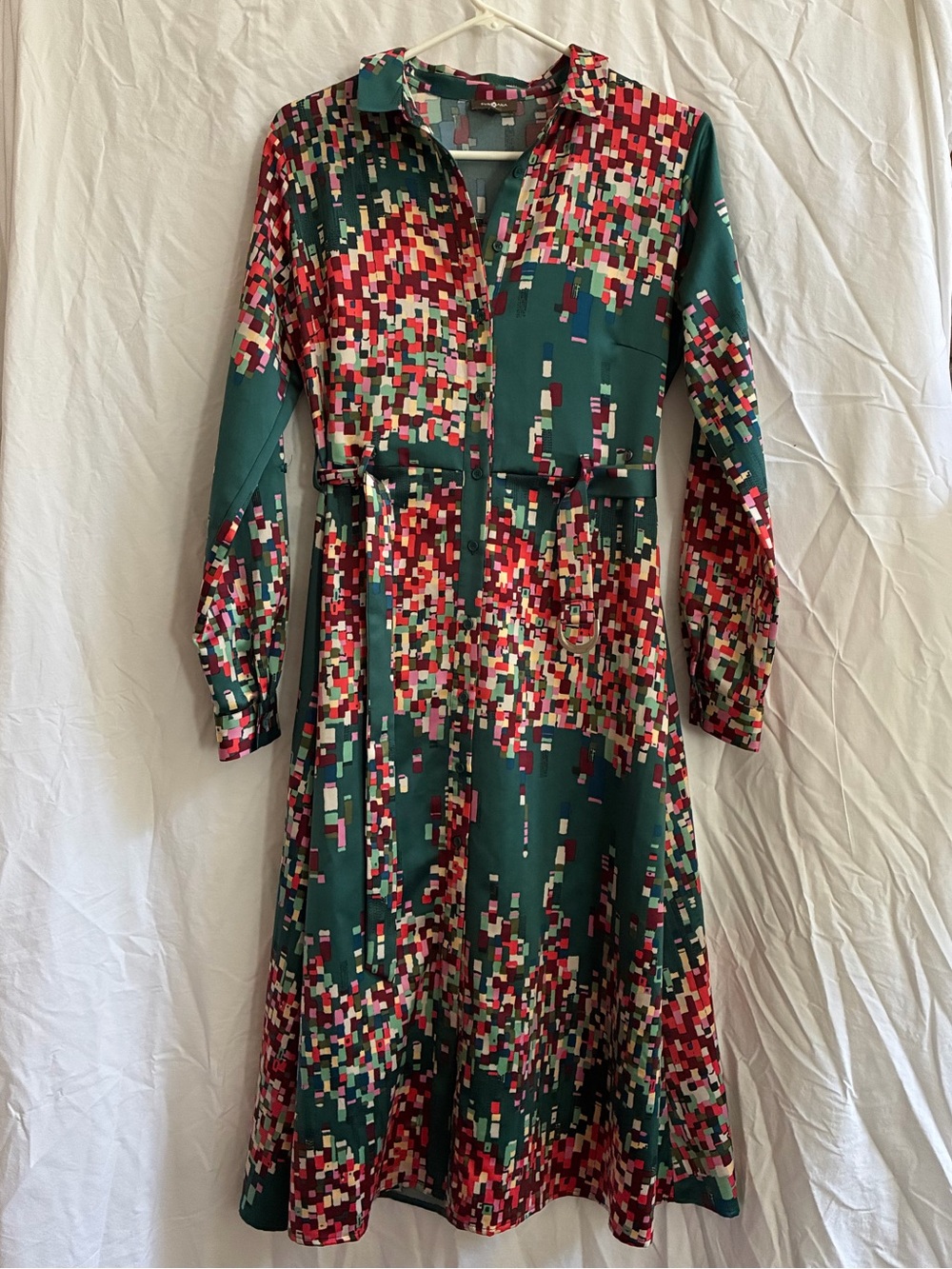 Surkana green patterned shirt dress